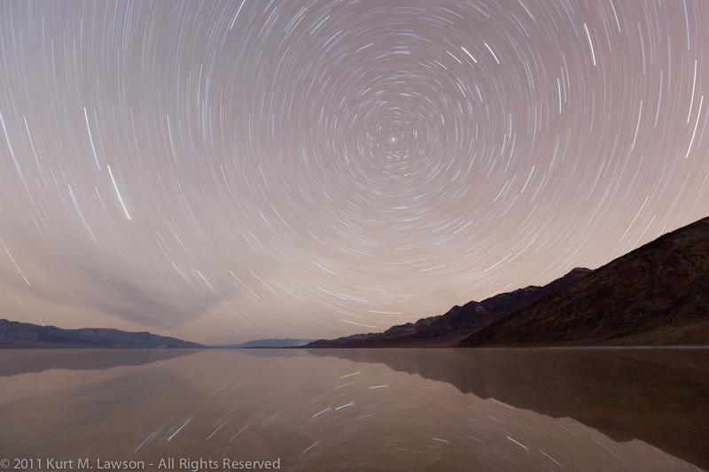 Star trail reflection on a windless night