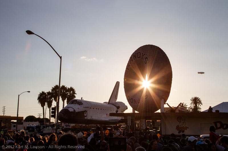 Giant Shuttle and Giant Donut and the Goodyear Blimp