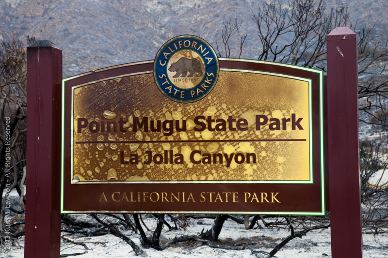 Pt. Mugu Stata Park sign now with added character