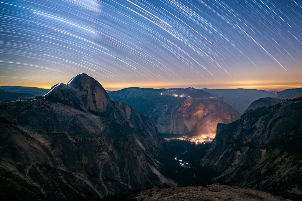 The Cable Route of Half Dome at Night, Wide Edition