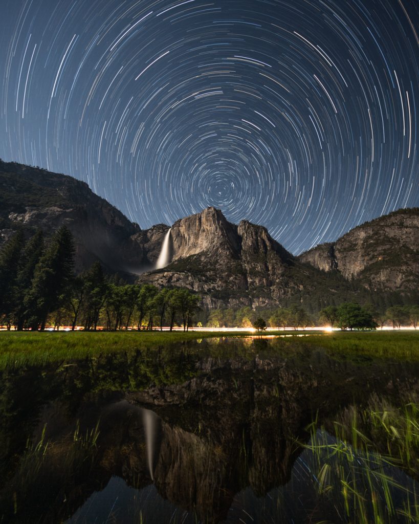 Star Trails Over Yosemite Falls