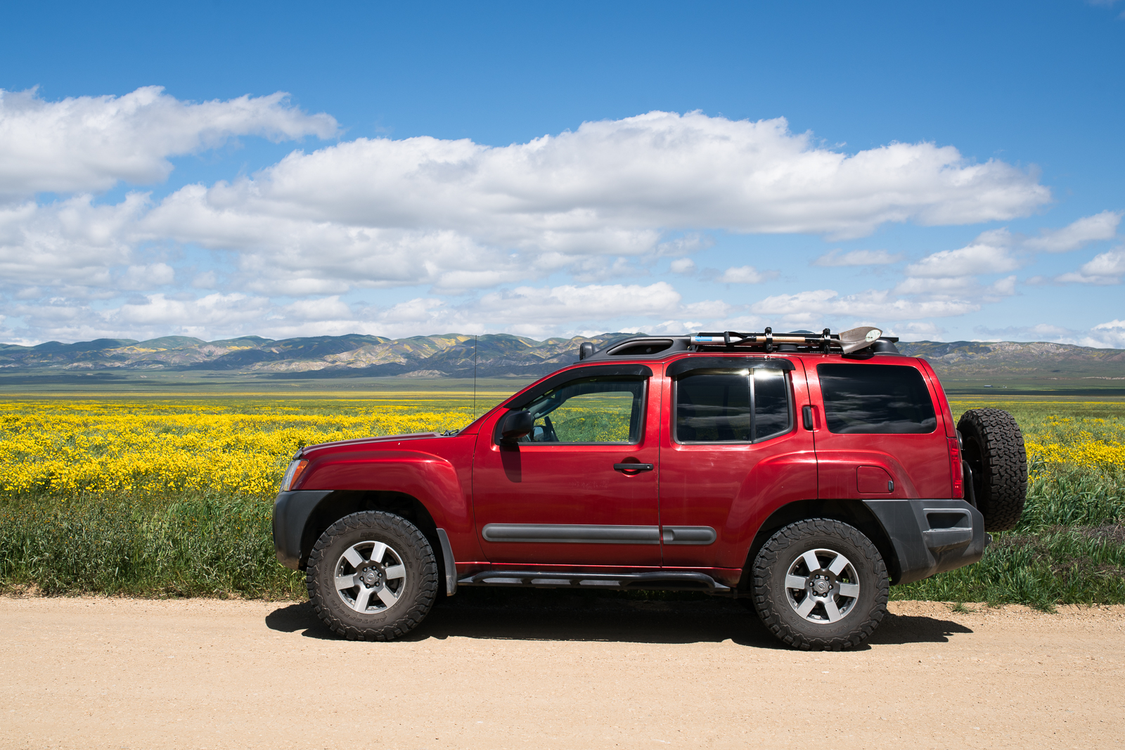 xterra in carrizo plain national monument during a super bloom