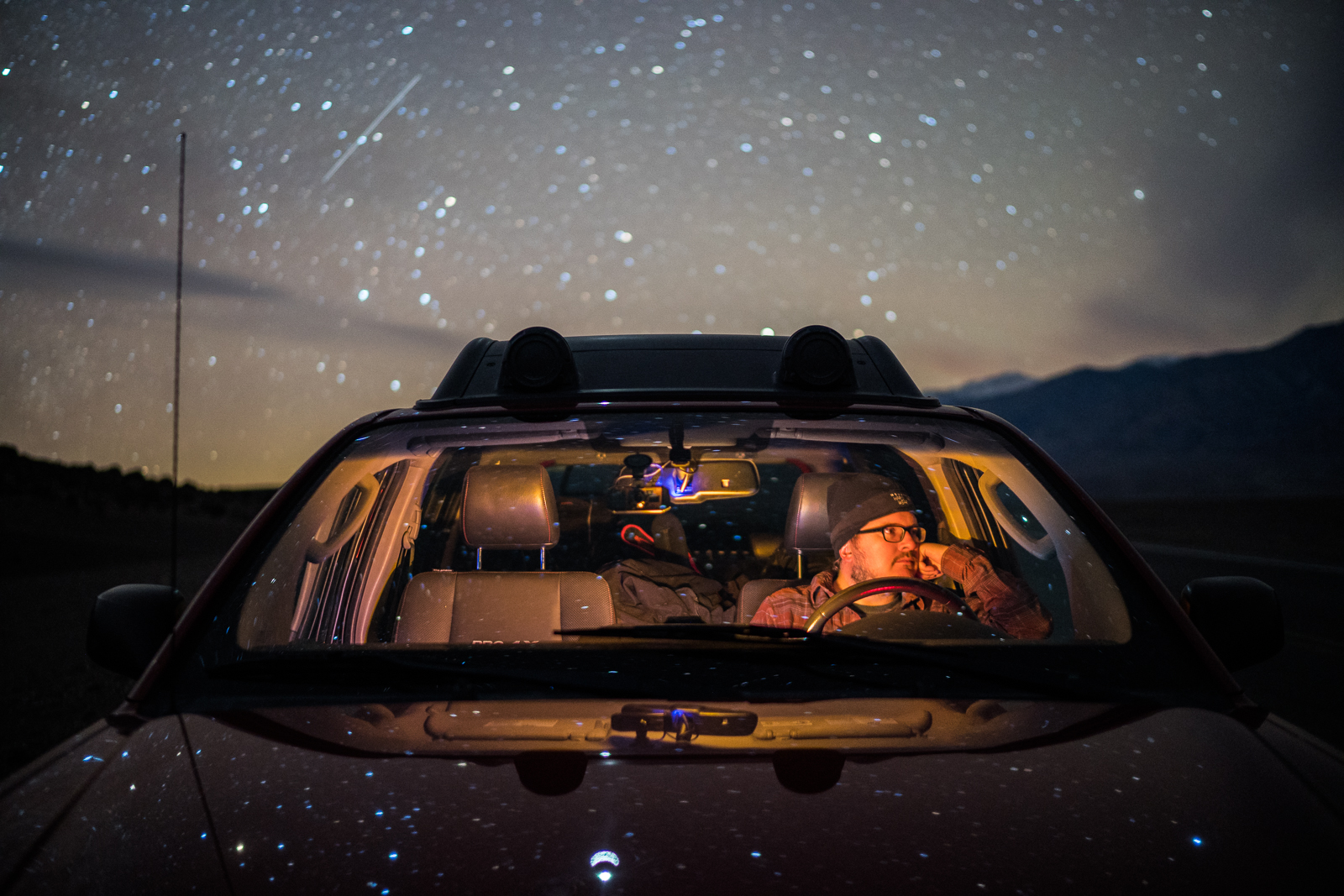 Me in the Xterra at night under the stars